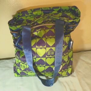 Harajuku Lovers Heart Blue and Green Tote Bag